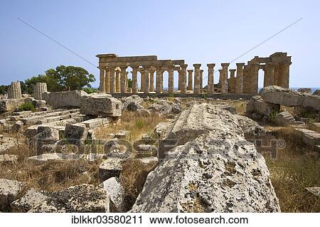 Stock Image - "Temple E, Temple of Hera, Selinunt, Trabant, Sizilien, Italy, Europe". Fotosearch