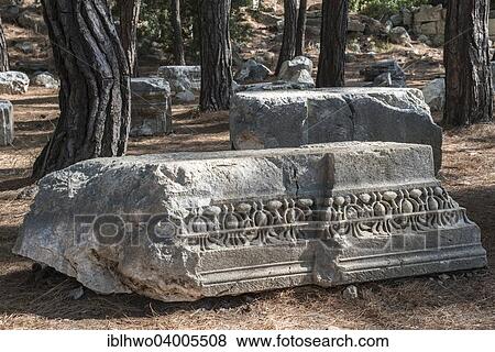 "Temple fragments with plant ornaments, ancient city of Phaselis, Tekirova, Antalya Province, Turkish Riviera, Turkey, Asia" View Large Photo Image Stock Photo - "Temple fragments with plant ornaments, ancient city of Phaselis, Tekirova, Antalya Province, Turkish Riviera, Turkey, Asia". Fotosearch