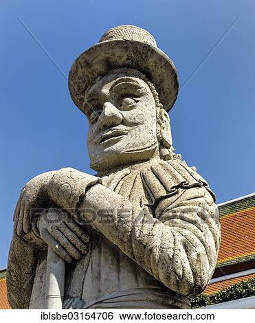 "Temple guardian, sculpture, western styled, Wat Pho temple, Bangkok, Central Thailand, Thailand, Asia" View Large Photo Image Stock Photograph - "Temple guardian, sculpture, western styled, Wat Pho temple, Bangkok, Central Thailand, Thailand, Asia". Fotosearch