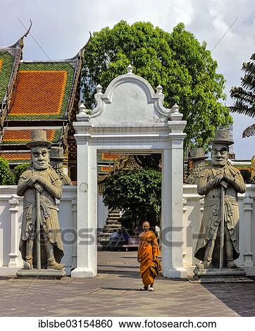 "Temple guardians, sculptures, monk in the gate, Wat Pho temple, Bangkok, Central Thailand, Thailand, Asia" View Large Photo Image Stock Image - "Temple guardians, sculptures, monk in the gate, Wat Pho temple, Bangkok, Central Thailand, Thailand, Asia". Fotosearch