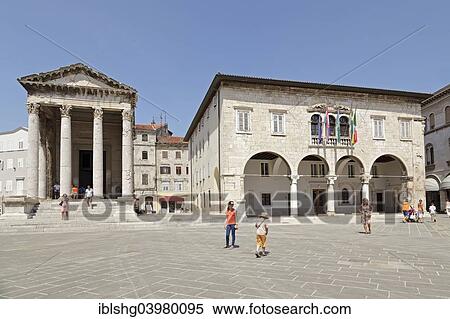 "Temple of Augustus and Venetian Town Hall, market square, Pula, Istria, Croatia, Europe" View Large Photo Image Stock Photography - "Temple of Augustus and Venetian Town Hall, market square, Pula, Istria, Croatia, Europe". Fotosearch