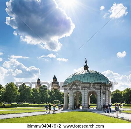 Stock Image - "Temple of Diana in front of Theatine Church, Hofgarten, Munich, Upper Bavaria, Bavaria, Germany, Europe". Fotosearch