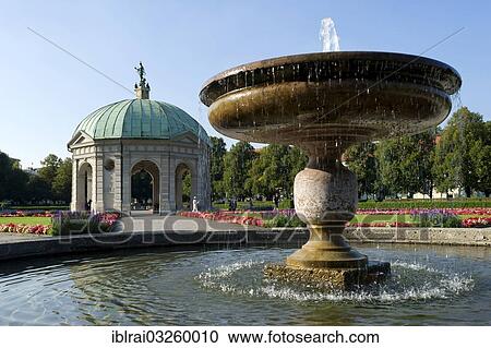 Stock Image - "Temple of Diana in Hofgarten or Court Gardens, Munich, Upper Bavaria, Bavaria, Germany, Europe". Fotosearch