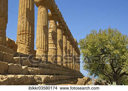 Picture - "Temple of Giunone or Temple of Hera, Archaeological Area of Agrigento, Temple Valley, Valle dei Templi, Agrigento, Province of Agrigento, Sicily, Italy, Europe". Fotosearch
