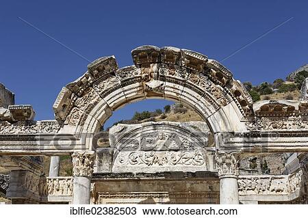 "Temple of Hadrian on the Curetes Street, ruins of Ephesus, UNESCO World Heritage Site, Ephesus, Ephesos, Efes, Izmir, Turkish Aegean, Western Turkey, Turkey, Asia" View Large Photo Image Stock Image - "Temple of Hadrian on the Curetes Street, ruins of Ephesus, UNESCO World Heritage Site, Ephesus, Ephesos, Efes, Izmir, Turkish Aegean, Western Turkey, Turkey, Asia". Fotosearch