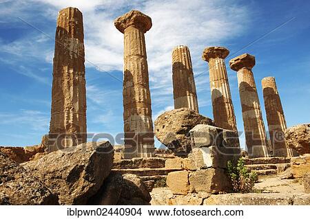 Picture - "Temple of Hercules, Agrigento, Sicily, Italy, Europe". Fotosearch