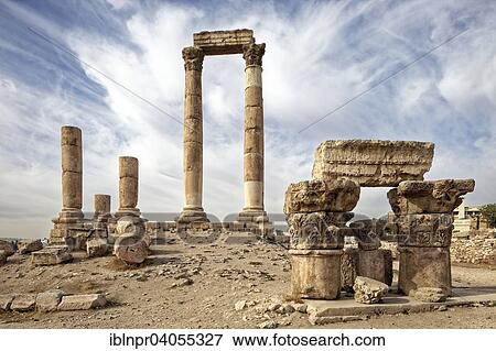 Stock Photo - "Temple of Hercules, Jabal el Qala, Amman Citadel, ruins, columns, Amman, Jordan, Asia". Fotosearch