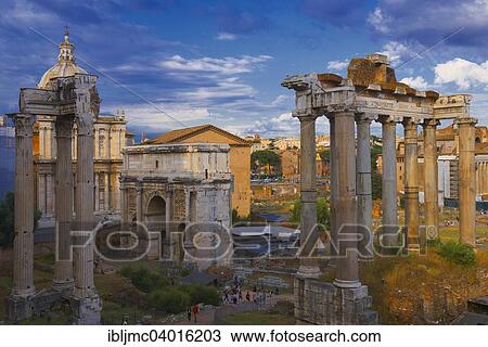 "Temple of Vespasian and Titus, Septimius Severus Arch, Temple of Saturn, Roman Forum, Rome, Lazio, Italy, Europe" View Large Photo Image Stock Image - "Temple of Vespasian and Titus, Septimius Severus Arch, Temple of Saturn, Roman Forum, Rome, Lazio, Italy, Europe". Fotosearch