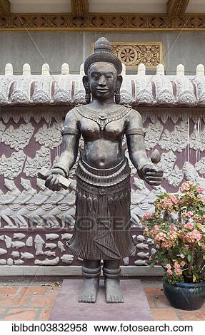 Stock Photo - "Temple sculpture at Wat Ounalom, Sisowath Quay, Phnom Penh, Cambodia, Asia". Fotosearch