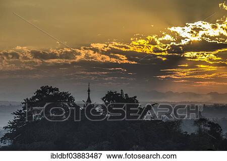 "Temples, pagodas and trees in the mist, at sunset, Mrauk U, Sittwe District, Rakhine State, Myanmar, Asia" View Large Photo Image Stock Photo - "Temples, pagodas and trees in the mist, at sunset, Mrauk U, Sittwe District, Rakhine State, Myanmar, Asia". Fotosearch