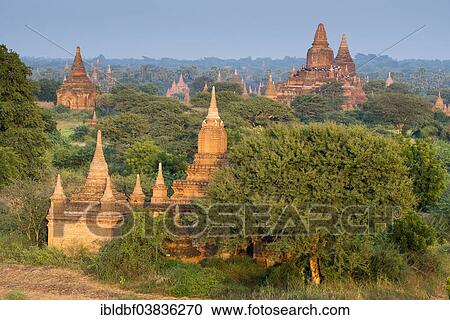 "Temples, stupas and pagodas in the temple complex of the Plateau of Bagan, Mandalay Division, Myanmar or Burma" View Large Photo Image Stock Image - "Temples, stupas and pagodas in the temple complex of the Plateau of Bagan, Mandalay Division, Myanmar or Burma". Fotosearch