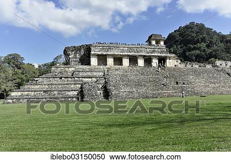Stock Image - "Templo de las Inscripciones, Temple of the Inscriptions, Mayan archaeological site of Palenque, UNESCO World Cultural Heritage Site, Palenque, Chiapas, Mexico, North America". Fotosearch
