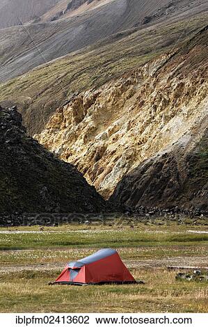 Tent in volcanic landscape, Landmannalaugar, Iceland, Europe View Large Photo Image Stock Image - Tent in volcanic landscape, Landmannalaugar, Iceland, Europe. Fotosearch