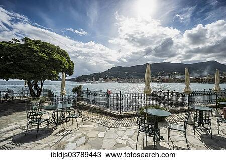 Stock Image - "Terrace at the Hotel Imperial Palace, Rapallo Treaty in 1922, Santa Margherita Ligure, Riviera di Levante, Genoa Province, Liguria, Italy, Europe". Fotosearch
