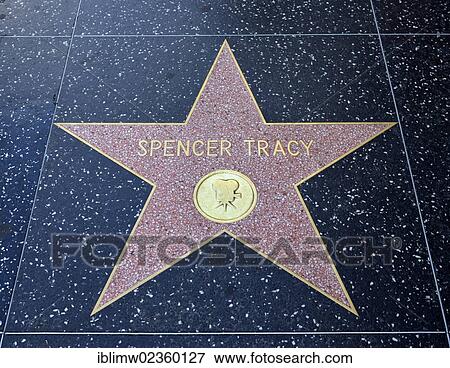 Stock Photo - "Terrazzo star for Spencer Tracy, film category, Walk of Fame, Hollywood Boulevard, Hollywood, Los Angeles, California, United States of America, USA, PublicGround". Fotosearch