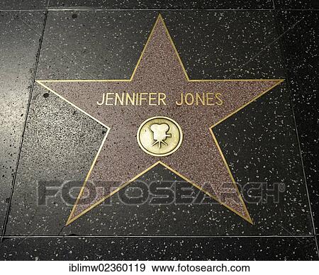 "Terrazzo star for the artist Jennifer Jones, film category, Walk of Fame, Hollywood Boulevard, Hollywood, Los Angeles, California, United States of America, USA, PublicGround" View Large Photo Image Stock Photo - "Terrazzo star for the artist Jennifer Jones, film category, Walk of Fame, Hollywood Boulevard, Hollywood, Los Angeles, California, United States of America, USA, PublicGround". Fotosearch