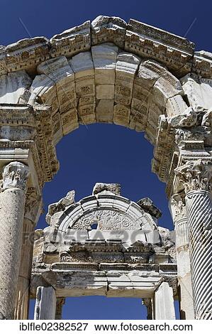 Stock Photo - "Tetrapylon or Propylon at the ancient archaeological site of Aphrodisias, Geyre, Karacasu, Aydin, Western Turkey, Turkey, Asia". Fotosearch