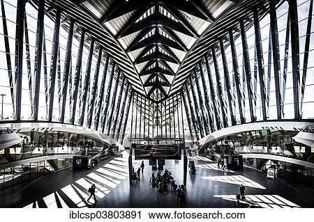 "TGV station at Lyon airport, by architect Santiago Calatrava, Lyon, Rhone-Alpes, France, Europe" View Large Photo Image Stock Image - "TGV station at Lyon airport, by architect Santiago Calatrava, Lyon, Rhone-Alpes, France, Europe". Fotosearch