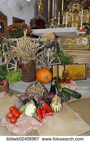 Stock Photo - "Thanksgiving altar, parish church St. Kilian, Bad Heilbrunn Loisachtal, Upper Bavaria, Bavaria, Germany, Europe". Fotosearch