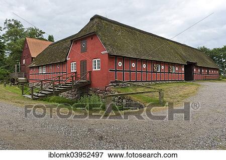 "Thatched, red painted half-timbered building with old mill, Viking Center Fyrkat, Fyrkat, Hobro, Denmark, Europe" View Large Photo Image Stock Photo - "Thatched, red painted half-timbered building with old mill, Viking Center Fyrkat, Fyrkat, Hobro, Denmark, Europe". Fotosearch