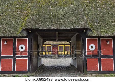 "Thatched, red painted half-timbered building, Viking Center Fyrkat, Fyrkat, Hobro, Denmark, Europe" View Large Photo Image Stock Photo - "Thatched, red painted half-timbered building, Viking Center Fyrkat, Fyrkat, Hobro, Denmark, Europe". Fotosearch