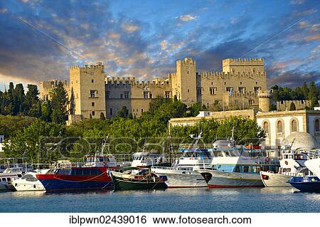 "The 14th century medieval palace of the Grand Master of the Knights of St John with the harbour below, Rhodes, UNESCO World Heritage Site, Greece, Europe" View Large Photo Image Stock Photograph - "The 14th century medieval palace of the Grand Master of the Knights of St John with the harbour below, Rhodes, UNESCO World Heritage Site, Greece, Europe". Fotosearch