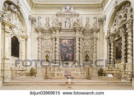 Stock Photography - "The Altare degli Angeli Custodi altar, 1700, Chiesa di Sant? ÇÖIrene church, Leccese Baroque, Lecce, Apulia, Italy, Europe". Fotosearch