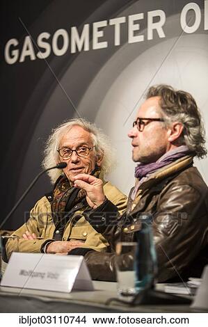 "The artist Christo, left, with project manager Wolfgang Volz, press conference at the opening of the exhibition of the Christo-installation """"Big Air Package"""" in the Gasometer Oberhausen, Oberhausen, North Rhine-Westphalia, Germany, Europe" View Large Photo Image Picture - "The artist Christo, left, with project manager Wolfgang Volz, press conference at the opening of the exhibition of the Christo-installation """"Big Air Package"""" in the Gasometer Oberhausen, Oberhausen, North Rhine-Westphalia, Germany, Europe". Fotosearch
