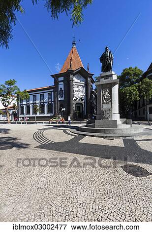 "The Banco de Portugal with the monument to Joao Goncaves Zarco, Av Arriaga in the old town of Funchal, Santa Luzia, Funchal, Madeira, Portugal, Europe" View Large Photo Image Stock Photo - "The Banco de Portugal with the monument to Joao Goncaves Zarco, Av Arriaga in the old town of Funchal, Santa Luzia, Funchal, Madeira, Portugal, Europe". Fotosearch