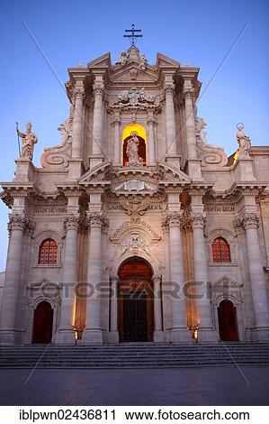 Stock Image - "The Baroque Duomo, cathedral, Syracuse, Siracusa, Sicily, Italy, Europe". Fotosearch