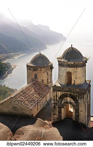 "The Bell towers of Our Lady of The Annunciation church viewed from Villa Ravello, Amalfi Coast, Italy, Europe" View Large Photo Image Stock Photograph - "The Bell towers of Our Lady of The Annunciation church viewed from Villa Ravello, Amalfi Coast, Italy, Europe". Fotosearch