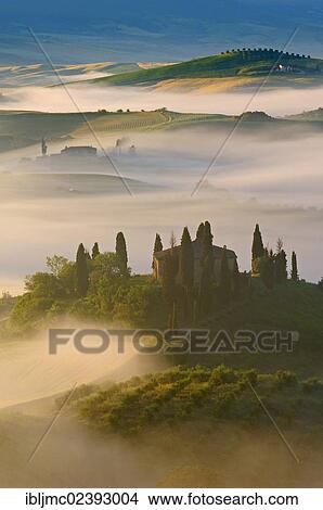 "The Belvedere at dawn, morning fog, Val d'Orcia, Orcia Valley, UNESCO World Heritage Site, Siena Province, Tuscany, Italy, Europe" View Large Photo Image Picture - "The Belvedere at dawn, morning fog, Val d'Orcia, Orcia Valley, UNESCO World Heritage Site, Siena Province, Tuscany, Italy, Europe". Fotosearch