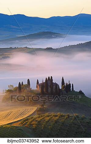 "The Belvedere, morning fog, Val d'Orcia, or Orcia Valley, UNESCO World Heritage Site, San Quirico d'Orcia, Val d'Orcia, Province of Siena, Tuscany, Italy, Europe" View Large Photo Image Stock Image - "The Belvedere, morning fog, Val d'Orcia, or Orcia Valley, UNESCO World Heritage Site, San Quirico d'Orcia, Val d'Orcia, Province of Siena, Tuscany, Italy, Europe". Fotosearch