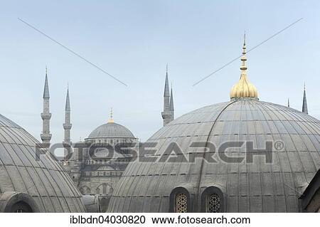 "The Blue Mosque, between Aya Sofya domes, Istanbul, Turkey, Asia" View Large Photo Image Stock Image - "The Blue Mosque, between Aya Sofya domes, Istanbul, Turkey, Asia". Fotosearch