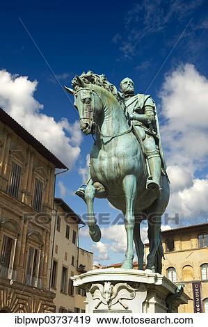 "The bronze equestrian statue of Cosimo I by Giambologna, 1594, Piazza della Signoria, Florence, Tuscany, Italy, Europe" View Large Photo Image Stock Photo - "The bronze equestrian statue of Cosimo I by Giambologna, 1594, Piazza della Signoria, Florence, Tuscany, Italy, Europe". Fotosearch