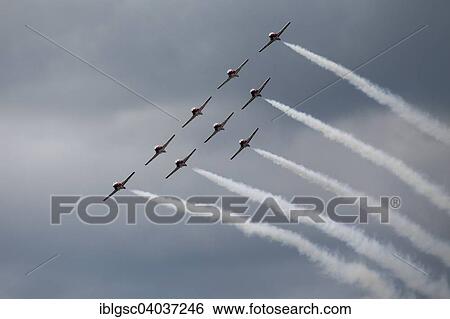 Stock Photograph - "The Canadian Forces Snowbirds aerobatic team air show, Bromont, Eastern Townships, Quebec Province, Canada, North America". Fotosearch