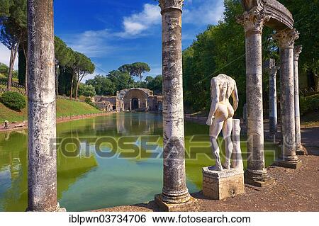 Stock Photograph - "The Canopus, an elongated canal imitating the famous sanctuary of Serapis near Alexandria, Hadrian's Villa, Villa Adriana, UNESCO World Heritage Site, Tivoli, Lazio, Italy, Europe". Fotosearch