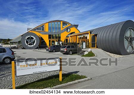 Picture - "The Car, Restaurant at Obertrumer See Lake, Salzburg Lake District, Salzburg State, Austria, Europe". Fotosearch