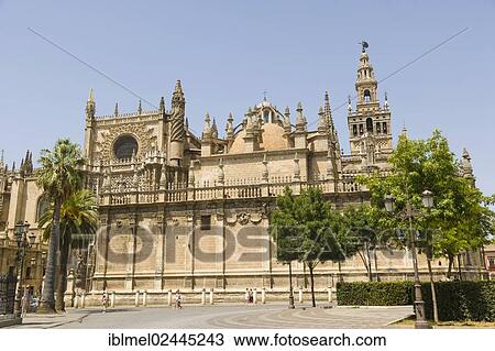 Stock Image - "The Cathedral of Saint Mary of the See, Catedral de Santa Maria de la Sede, Seville Cathedral, Plaza del Triunfo, Seville, Sevilla, Andalusia, Spain, Europe". Fotosearch