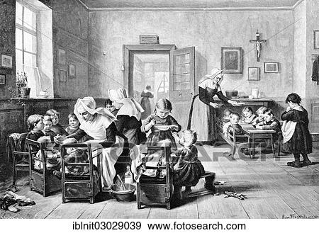 "The Children Asylum"""", illustration from the yearbook """"Modern Art in Master Woodcuts"""", 1900" View Large Photo Image Stock Photo - "The Children Asylum"""", illustration from the yearbook """"Modern Art in Master Woodcuts"""", 1900". Fotosearch