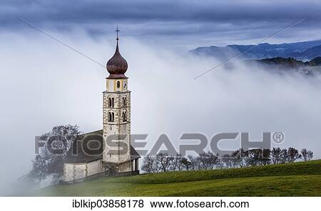Stock Photo - "The church of St. Valentine, Seis am Schlern, Province of South Tyrol, Trentino-Alto Adige, Italy, Europe". Fotosearch