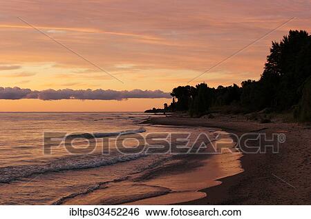 "The coast at sunset at Lake Huron, Ontario Province, Canada, North America" View Large Photo Image Stock Photograph - "The coast at sunset at Lake Huron, Ontario Province, Canada, North America". Fotosearch
