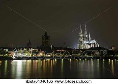 "The Cologne Cathedral illuminated at night with Rhine, Deutz, Cologne, North Rhine-Westphalia, Germany, Europe" View Large Photo Image Stock Photography - "The Cologne Cathedral illuminated at night with Rhine, Deutz, Cologne, North Rhine-Westphalia, Germany, Europe". Fotosearch