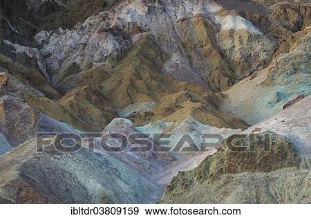 Stock Photo - "The colorful rocks of the Artist's Palette at dusk, Black Mountains, Death Valley, Death Valley National Park, California, USA". Fotosearch