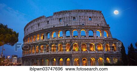 Stock Photograph - "The Colosseum at night, Rome, Lazio, Italy, Europe". Fotosearch