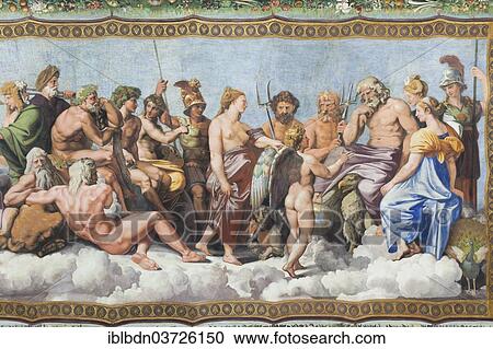 "The Council of the Gods, ceiling fresco by Raphael or Raffaello Sanzio of Urbino, Villa Farnesina, Trastevere, Rome, Lazio, Italy, Europe" View Large Photo Image Stock Image - "The Council of the Gods, ceiling fresco by Raphael or Raffaello Sanzio of Urbino, Villa Farnesina, Trastevere, Rome, Lazio, Italy, Europe". Fotosearch