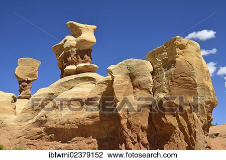 "The """"Cow"""", Devil's Garden, eroded hoodoos and Entrada Sandstone rock formations, Goblins, Hole-In-The-Rock-Road, Grand Staircase-Escalante National Monument, GSENM, Utah, Southwestern USA, USA" View Large Photo Image Stock Image - "The """"Cow"""", Devil's Garden, eroded hoodoos and Entrada Sandstone rock formations, Goblins, Hole-In-The-Rock-Road, Grand Staircase-Escalante National Monument, GSENM, Utah, Southwestern USA, USA". Fotosearch