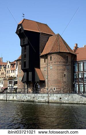 Stock Image - "The Crane Gate in Long Bridge road, Gdansk, Pomeranian Voivodeship, Poland, Europe". Fotosearch
