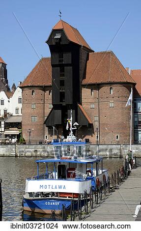 Picture - "The Crane Gate with the Motlawa River and the harbour, Gdansk, Pomeranian Voivodeship, Poland, Europe". Fotosearch