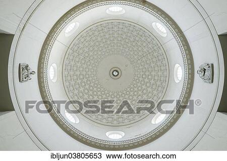 Stock Image - "The dome of the Basilica Minor Santi Pietro e Paolo, St. Peter and Paul, by Arnaldo Foschini, in collaboration with Tullio Rossi, Costantino Vetriani and Alfredo Energici, 1939 - 1955, EUR district, Rome, Lazio, Italy, Europe". Fotosearch